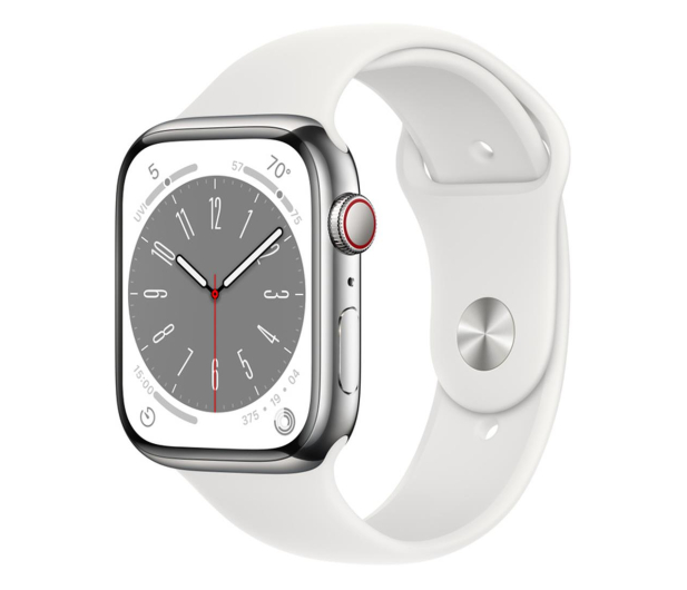 Apple Watch 8 45/Silver Steel/White Sport LTE - 1071000 - zdjęcie